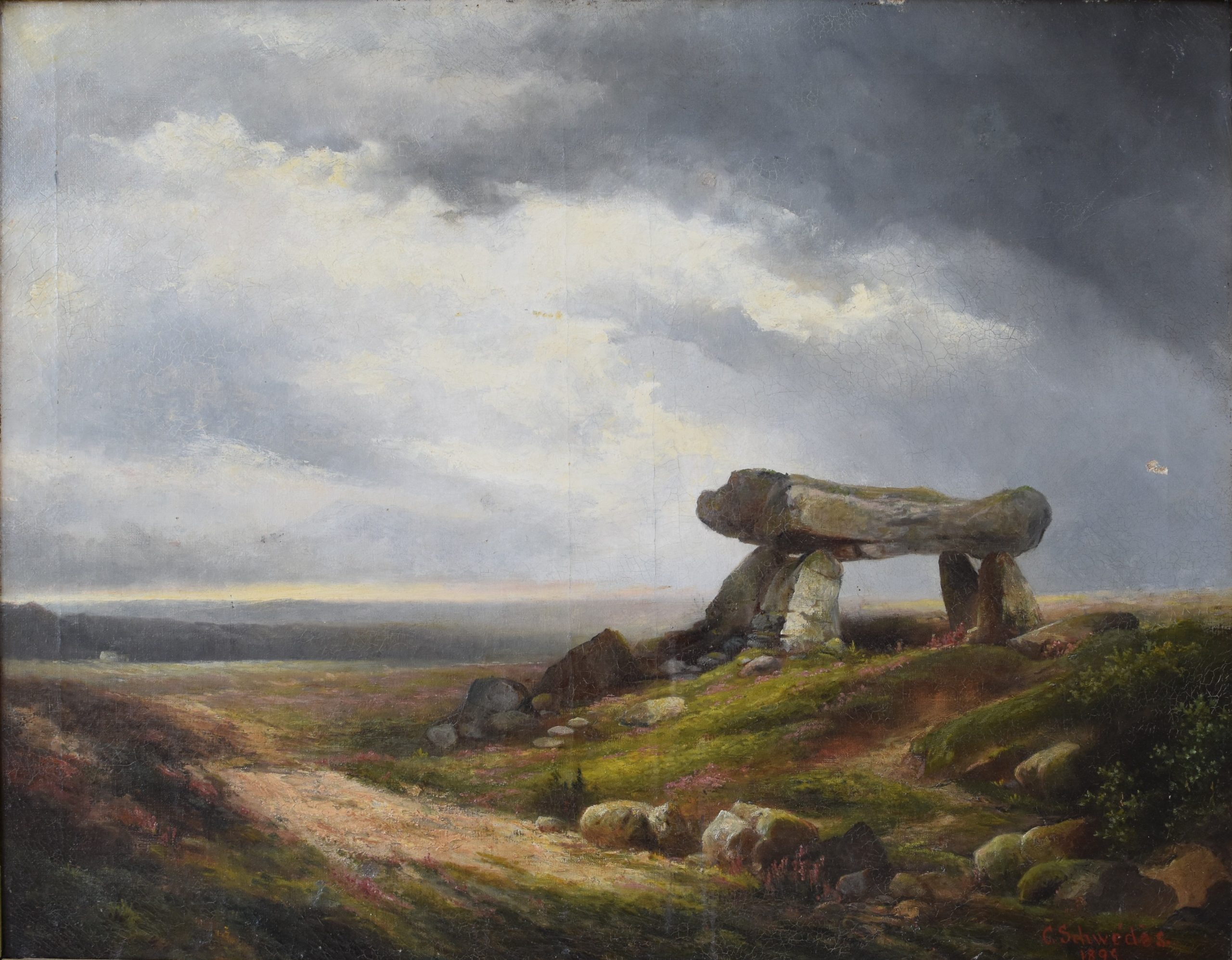 Lire la suite à propos de l’article Le musée imaginaire (28) : le dolmen de Roc&rsquo;h Feutet à Carnac par Schwédès en 1895